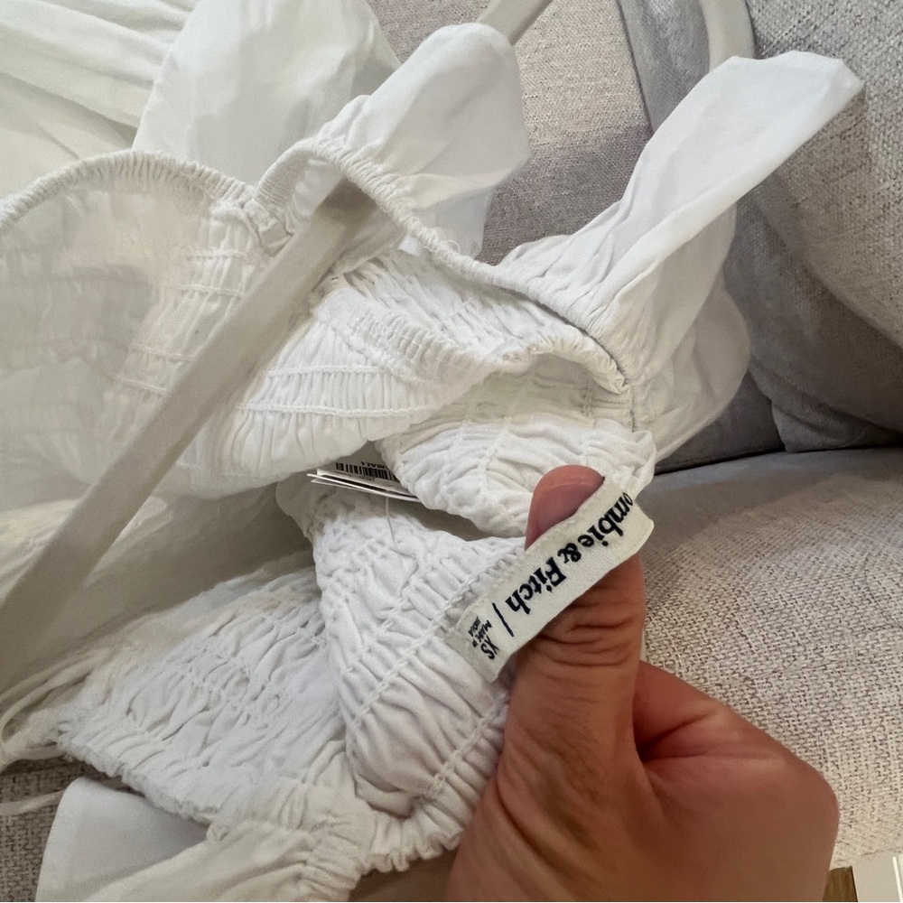 Abercrombie and fitch white smocked ruffle strap midi dress - Picture 4 of 4